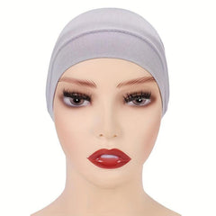Solid Inner Cap Elastic Turban Women Head Wrap Hijab Underscarf Beanie