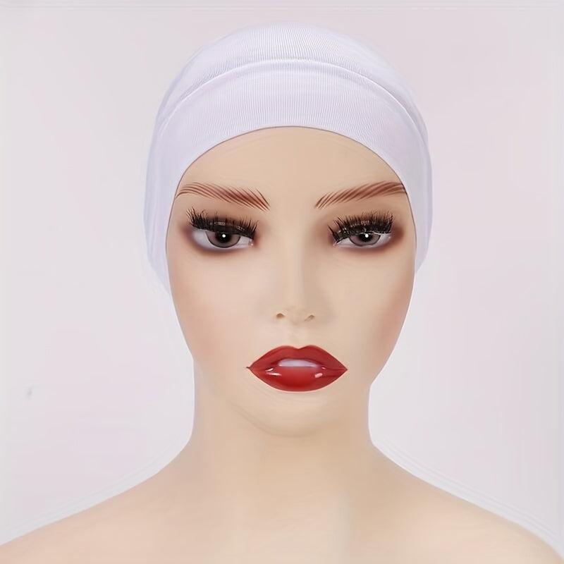 Solid Inner Cap Elastic Turban Women Head Wrap Hijab Underscarf Beanie