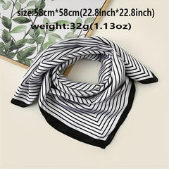 Striped Satin Scarf Silk Square Bandana Vintage Neck