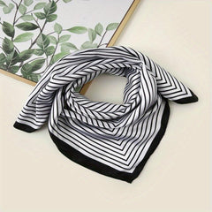 Striped Satin Scarf Silk Square Bandana Vintage Neck