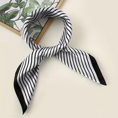 Striped Satin Scarf Silk Square Bandana Vintage Neck