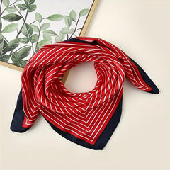 Striped Satin Scarf Silk Square Bandana Vintage Neck