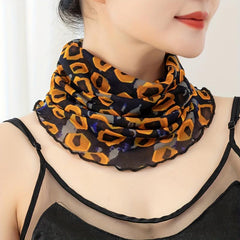Ruffles Printed Scarf Thin Gauze Neck Gaiter Headband Face Covering