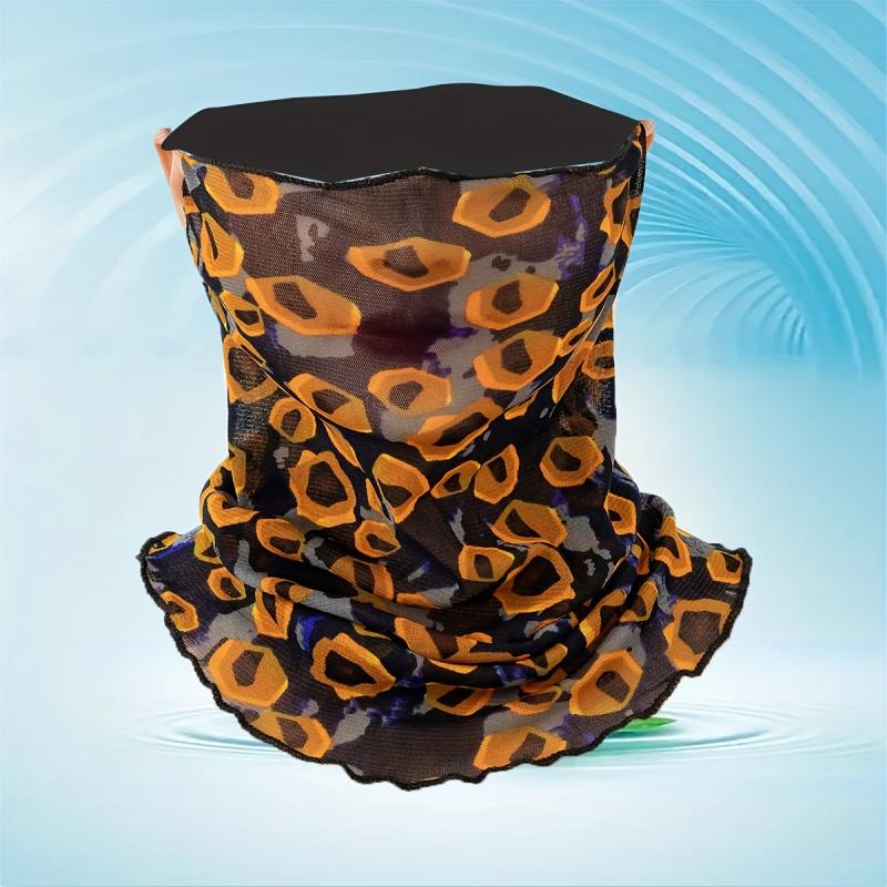 Ruffles Printed Scarf Thin Gauze Neck Gaiter Headband Face Covering