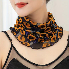 Ruffles Printed Scarf Thin Gauze Neck Gaiter Headband Face Covering