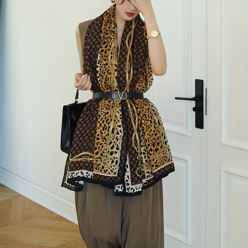 Leopard Printed Shawl Windproof Shawl Wrap Warm Scarf