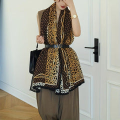 Leopard Printed Shawl Windproof Shawl Wrap Warm Scarf