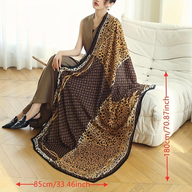 Leopard Printed Shawl Windproof Shawl Wrap Warm Scarf