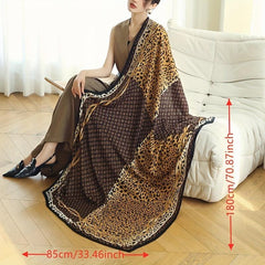 Leopard Printed Shawl Windproof Shawl Wrap Warm Scarf
