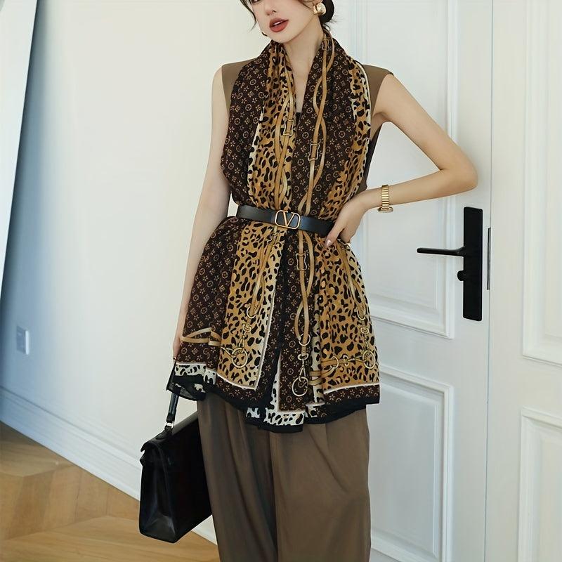 Leopard Printed Shawl Windproof Shawl Wrap Warm Scarf