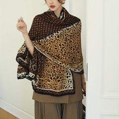 Leopard Printed Shawl Windproof Shawl Wrap Warm Scarf