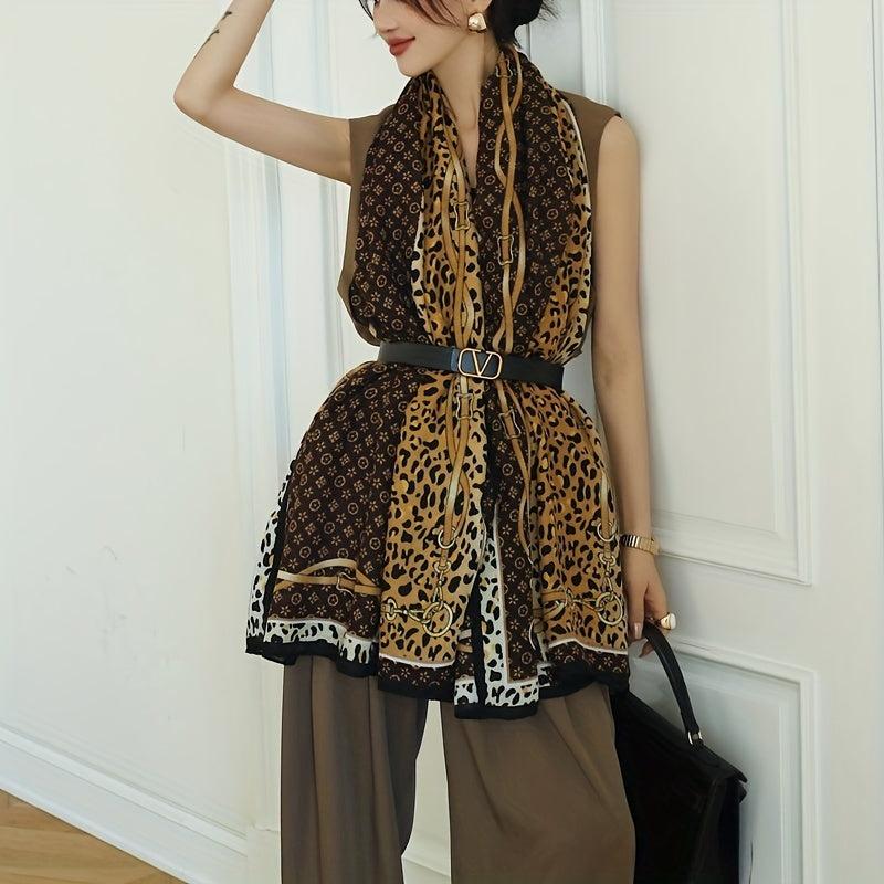 Leopard Printed Shawl Windproof Shawl Wrap Warm Scarf