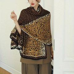 Leopard Printed Shawl Windproof Shawl Wrap Warm Scarf