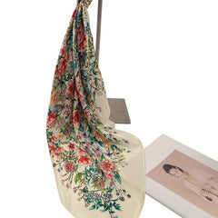Vintage Flower Print Silk Scarf Classic Bandana Women Headscarf