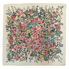 Vintage Flower Print Silk Scarf Classic Bandana Women Headscarf