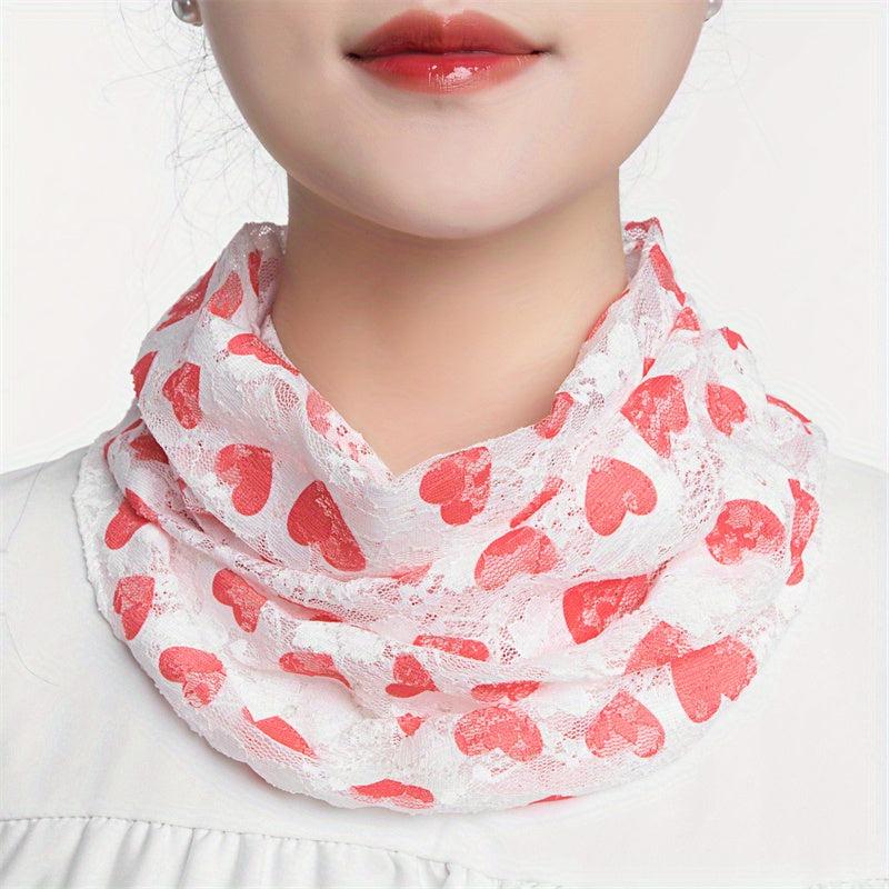 Lace Floral Print Scarf Gauze Neck Gaiter Veil Sunscreen Face Covering
