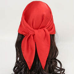 Red Satin Bandana Square Scarf Neckerchief Head Wrap Hair Accessory