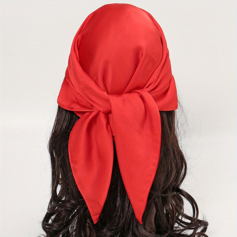 Red Satin Bandana Square Scarf Neckerchief Head Wrap Hair Accessory