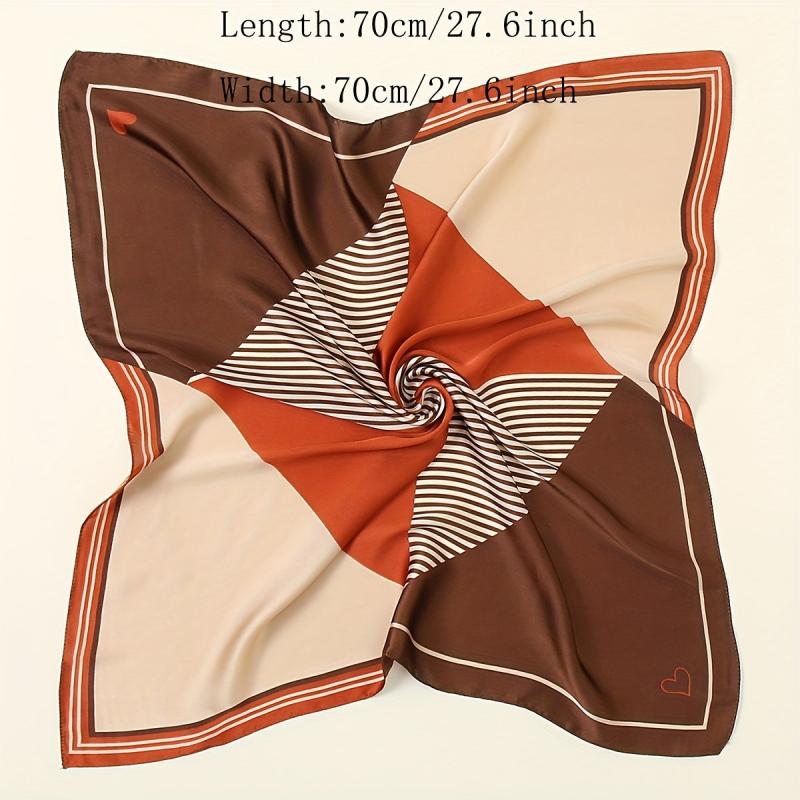 Geometric Striped Silk Scarf Neckerchief Head Wrap Hair Accessories