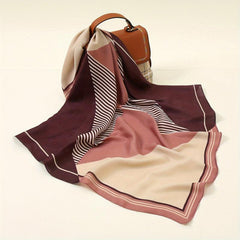 Geometric Striped Silk Scarf Neckerchief Head Wrap Hair Accessories