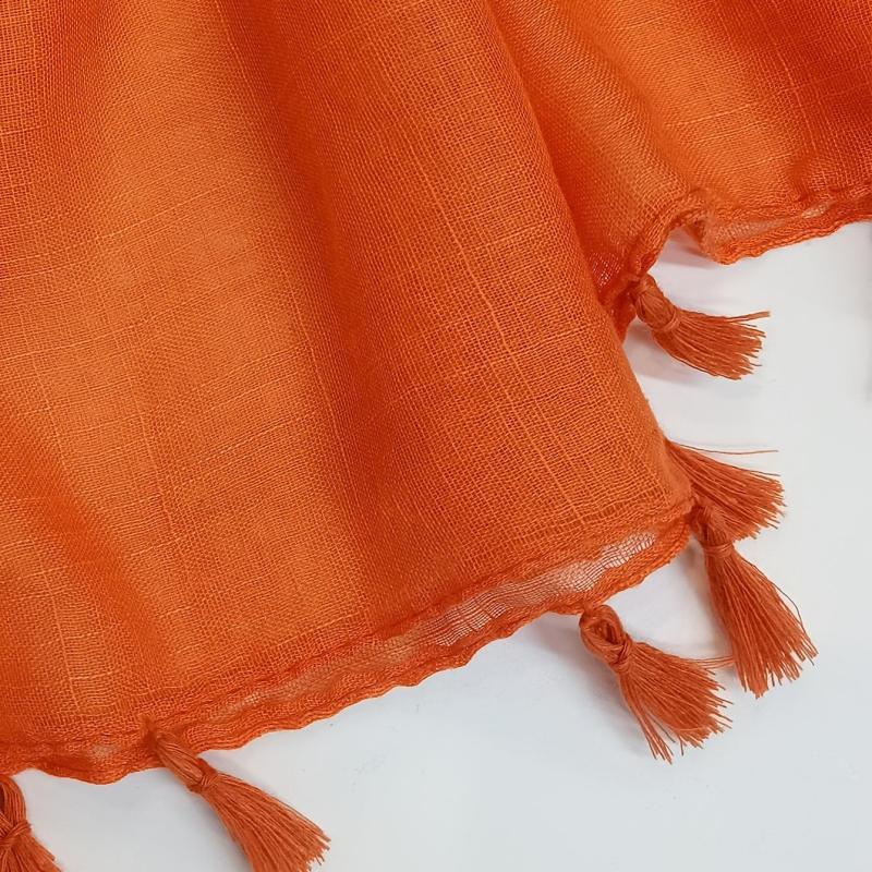 Orange Scarf Tassel Casual Shawl Beach Towel