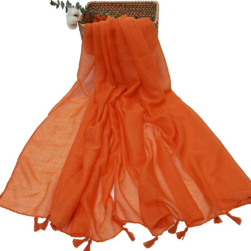 Orange Scarf Tassel Casual Shawl Beach Towel