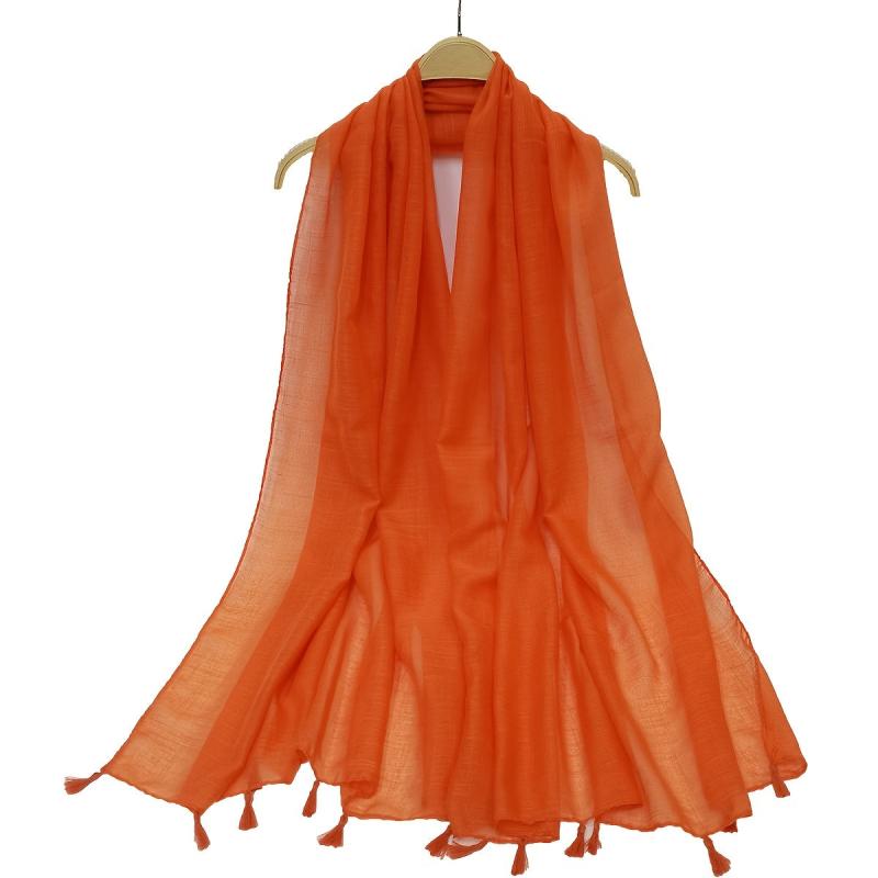 Orange Scarf Tassel Casual Shawl Beach Towel