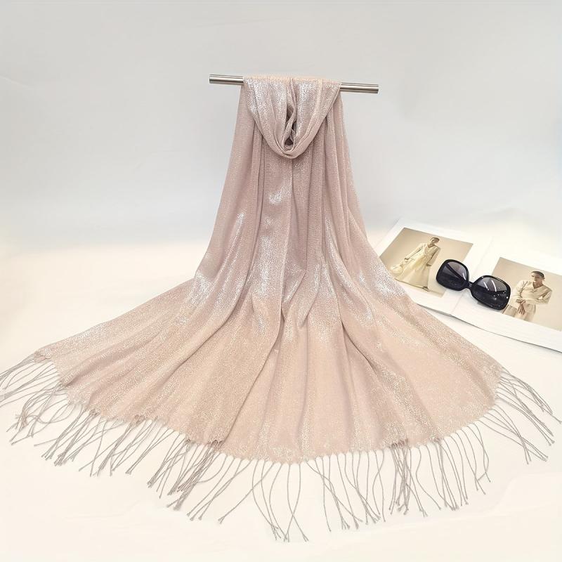 Pink Tassel Scarf Classic Shawl Casual Windproof Wraps For Party Prom Decorative
