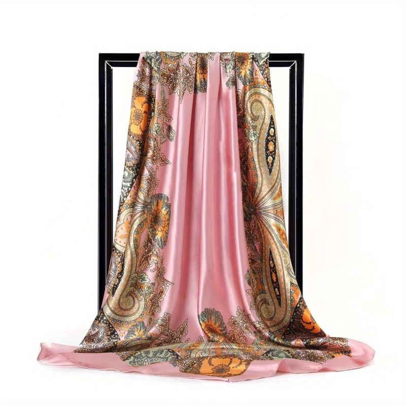 Paisley Print Square Scarf Satin Bandana Silk Hijab Women Head Wraps