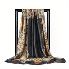 Paisley Print Square Scarf Satin Bandana Silk Hijab Women Head Wraps