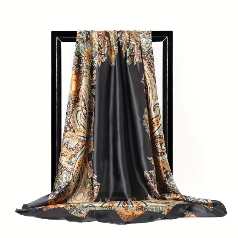 Paisley Print Square Scarf Satin Bandana Silk Hijab Women Head Wraps