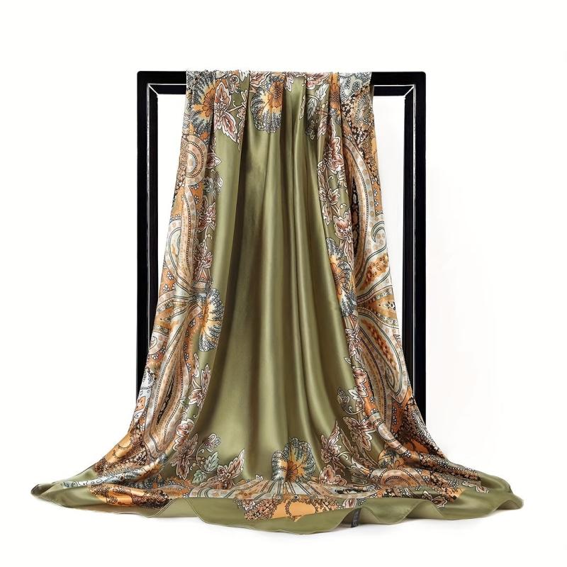 Paisley Print Square Scarf Satin Bandana Silk Hijab Women Head Wraps