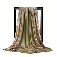 Paisley Print Square Scarf Satin Bandana Silk Hijab Women Head Wraps