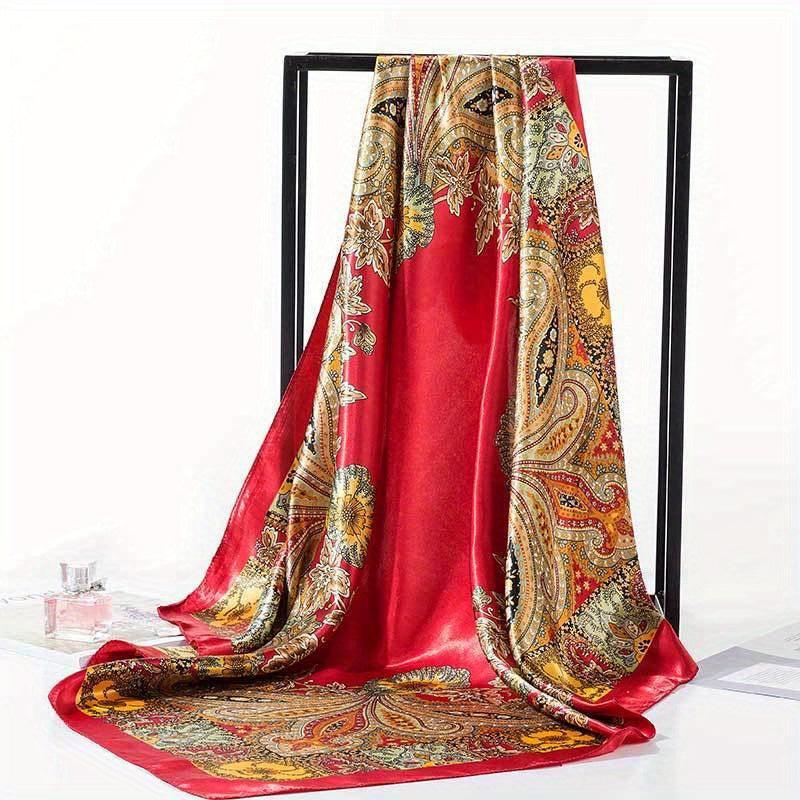 Paisley Print Square Scarf Satin Bandana Silk Hijab Women Head Wraps