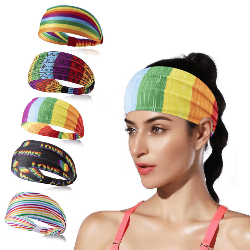 Rainbow Stripes Sports Headband LGBT Pride Love Is Love Sweatband