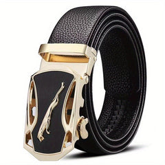 Men's Automatic Buckle Belt PU Leather Business Suit Waist Strap