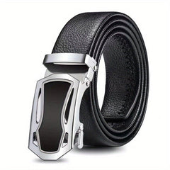 Men's Automatic Buckle Belt PU Leather Business Suit Waist Strap