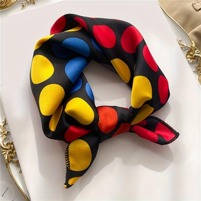 Colorful Polka Dots Square Scarf Silk Satin Neck Scarf Headband