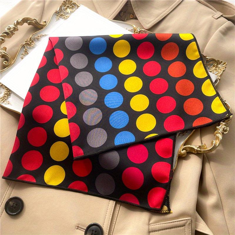 Colorful Polka Dots Square Scarf Silk Satin Neck Scarf Headband