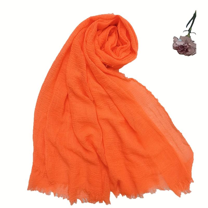 Fluorescent Orange Raw Edge Scarf Beach Sunscreen Shawl