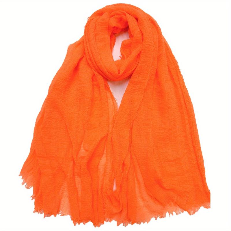 Fluorescent Orange Raw Edge Scarf Beach Sunscreen Shawl