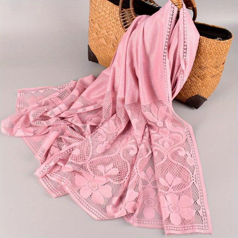 Flower Pattern Lace Scarf Shawl Wrap Head Wrap Daily Decoration Gift