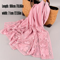 Flower Pattern Lace Scarf Shawl Wrap Head Wrap Daily Decoration Gift
