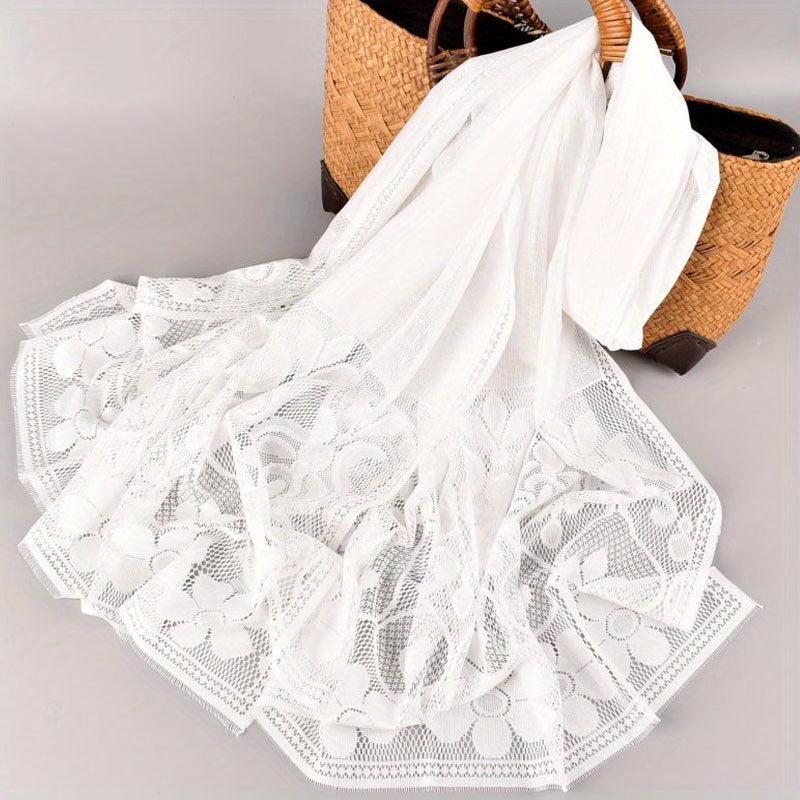 Flower Pattern Lace Scarf Shawl Wrap Head Wrap Daily Decoration Gift