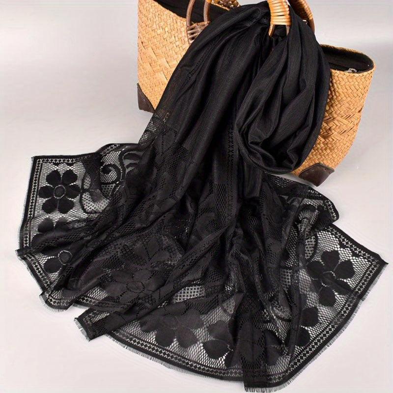Flower Pattern Lace Scarf Shawl Wrap Head Wrap Daily Decoration Gift
