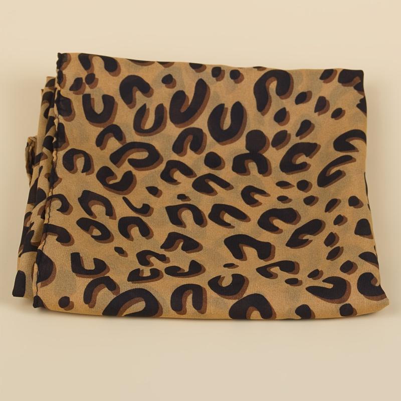 Leopard Print Chiffon Scarf Lightweight Floral Beach Wrap Shawl
