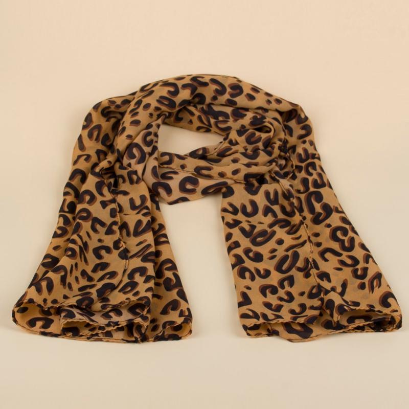 Leopard Print Chiffon Scarf Lightweight Floral Beach Wrap Shawl