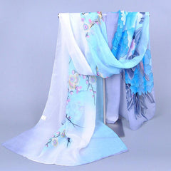 Chiffon Silk Scarf Print Scarf Retro Warm Shawl