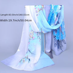 Chiffon Silk Scarf Print Scarf Retro Warm Shawl