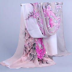 Chiffon Silk Scarf Print Scarf Retro Warm Shawl